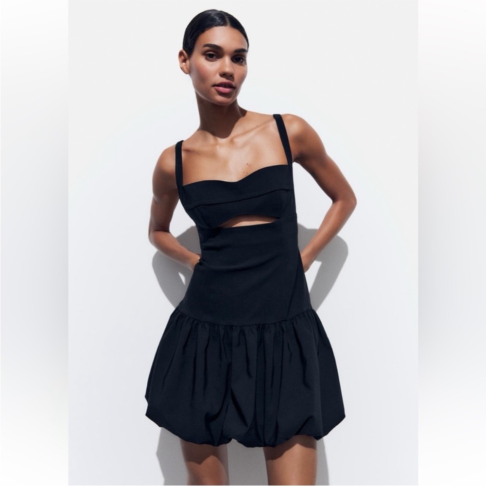 Zara Black Cutout Balloon Dress